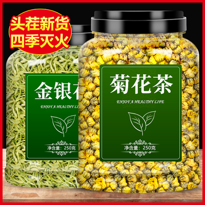 金银花菊花茶去火清火清热解毒官方旗舰店特级正品野生桐乡黄胎菊