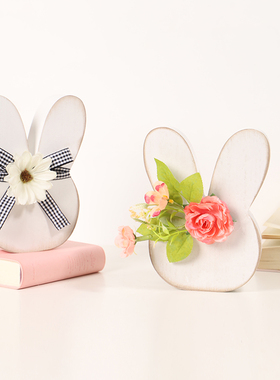 木质摆件复活节兔子装饰品