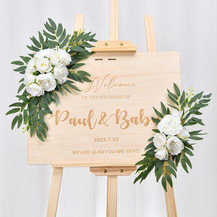 婚礼婚庆场景布置仿真花迎宾水牌花套装结婚布置装饰花藤拍照道具