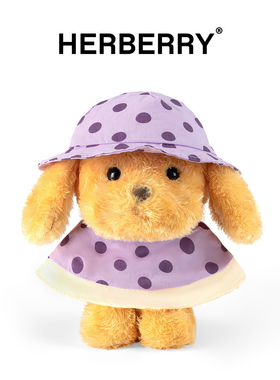 HERBERRY雨衣小狗毛绒玩具可爱狗狗玩偶公仔抱枕娃娃女孩生日礼物