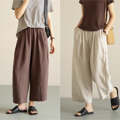 莱赛尔亚麻女薄款气球裤