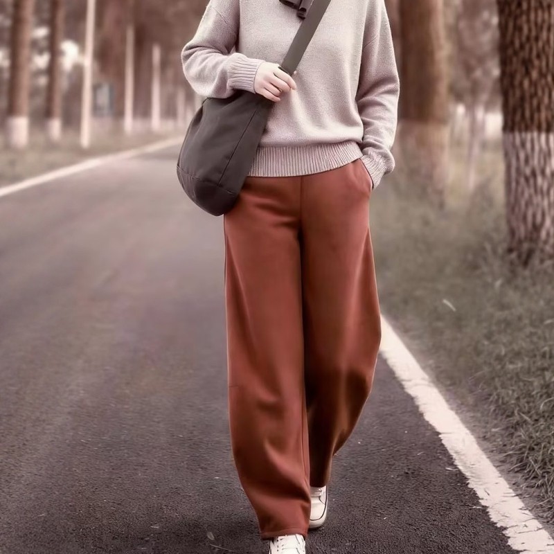 2025冬季新款阔腿香蕉裤休闲垂直镰刀裤超显瘦松紧腰简约纯色百搭,女装/女士精品,休闲裤,淘宝优惠券,粉丝福利购,淘宝优惠卷