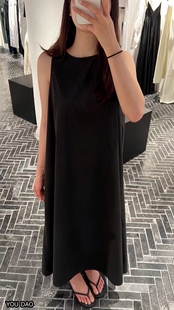 you&dao工装全棉欧货连衣裙女2024早秋新款无袖经典圆领A字裙子