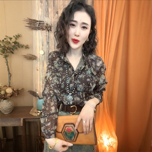 欧货春秋夏时尚长袖丝麻衬衫宽松大码休闲遮肉显瘦薄款衬衣打底衫