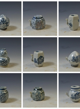 柴窑厂货 仿古瓷器 复古民国风格 手绘福字纹砚滴水滴 古董古玩