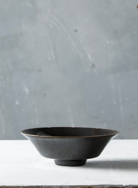 手工匠人造 复古风 北宋黑釉折腰大碗 汤碗 菜碗 景德镇瓷器