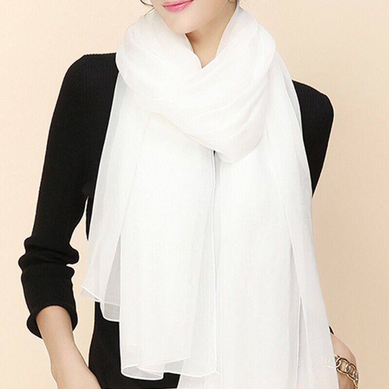 3米长白色丝巾雪纺纱巾外搭洋气薄款秋冬披肩围巾夏季防晒沙滩巾