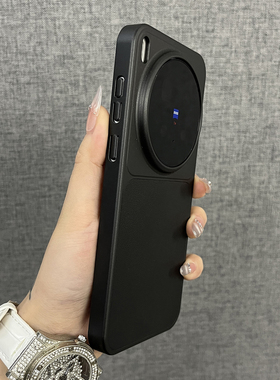 三只鱼【商务素皮纹磁吸石墨黑】适用vivox300ultra/300/200p手机壳新款奢华电镀潮牌防摔全包保护套男女时尚