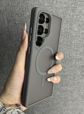 三只鱼【个性磨砂半透磁吸水泥灰】适用三星s25/24/s23/Galaxys25/24/23ultra手机壳新款网红小众保护套男女