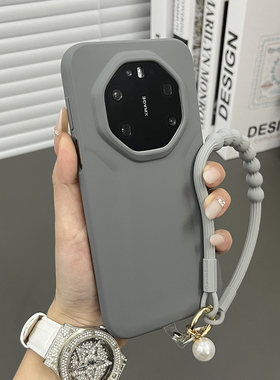 三只鱼【高档液态硅胶碳灰色手提绳】适用于华为mate80rs非凡大师80/70pro手机壳新款小众防摔保护套男女轻奢