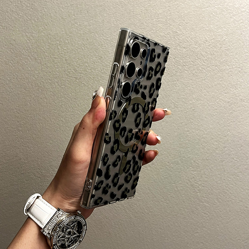 适用三星s25ultra豹纹磁吸手机壳
