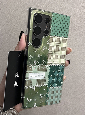 【绿色蝴蝶结格纹花朵】适用于三星s25/24ultra手机壳新款GalaxyS24+/s23u网红高级感s24ultra防摔保护套男女