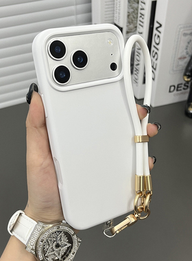 三只鱼【个性液态硅胶纯白色手提绳】适用于苹果17/16/15promax手机壳新款ipone轻奢网红防摔全包保护套男女