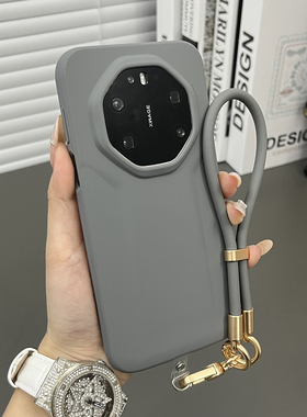 三只鱼【创意液态硅胶碳灰色手提绳】适用于华为mate80rs非凡大师80/70pro手机壳新款商务个性防摔保护套男女