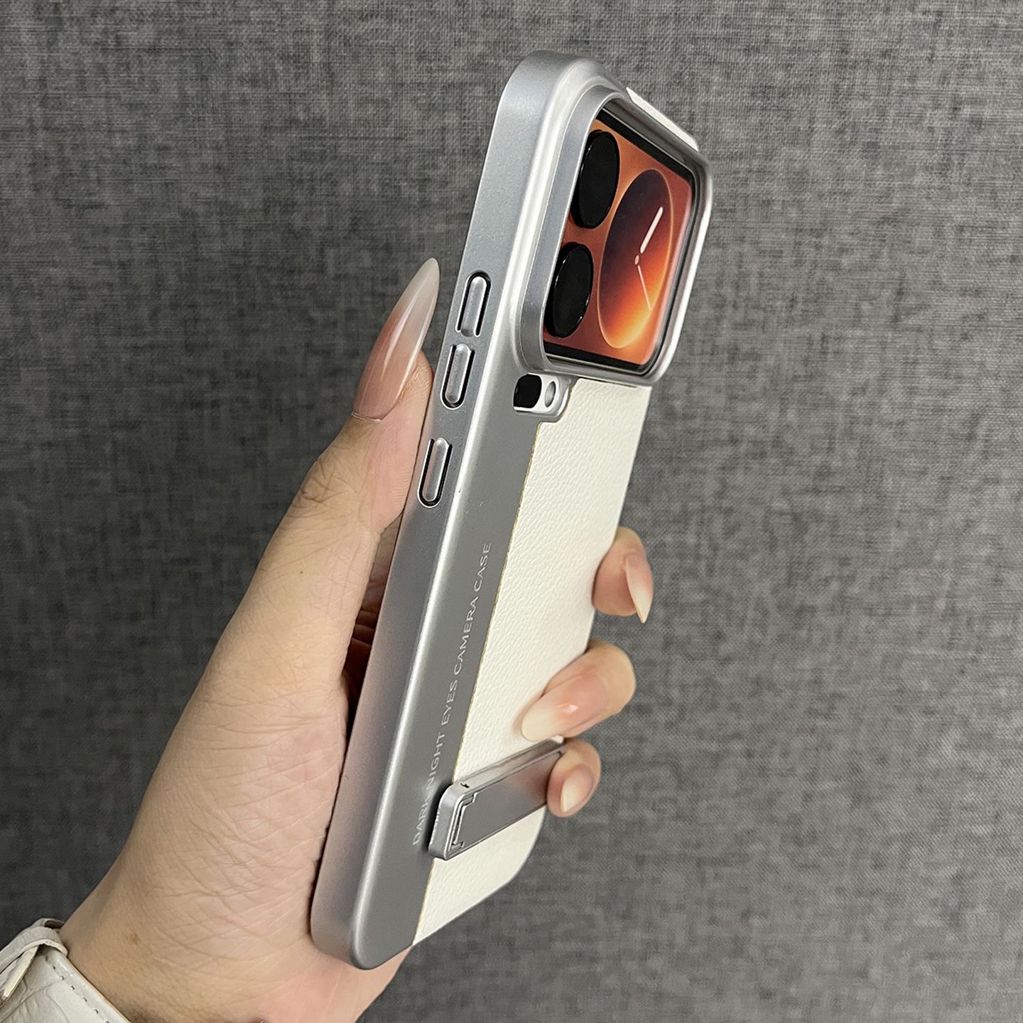 适用小米17promax皮纹支架手机壳