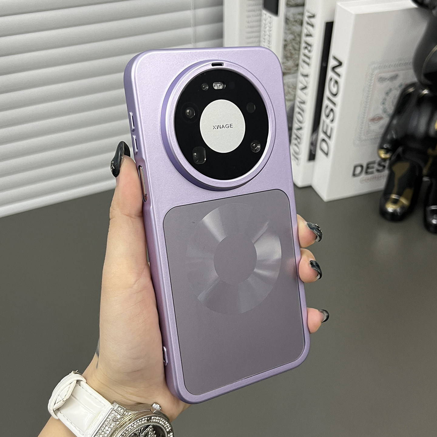 三只鱼【韩系秒变磨砂CD纹磁吸冷烟紫】适用于华为MATE80promax/70pro手机壳新款高档防摔全包保护套男女网红