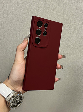 肤感酒红超薄肤感适用三星s24ultra手机壳全包新款GalaxyS24个性s24+高级感s23u网红s23+防摔S22plus保护套女