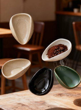 SNOWYOWL咖啡称豆盘咖啡粉陶瓷称豆碟称重量杯计量盘展示样品托盘