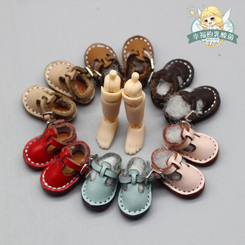 OB11鞋子 皮革凉鞋 PU鞋 美结猪娃娃鞋子 12分BJD8分 可儿