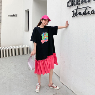 加大码胖mm连衣裙巨显瘦宽松遮肚子裙子夏天短袖洋气2025年新款夏