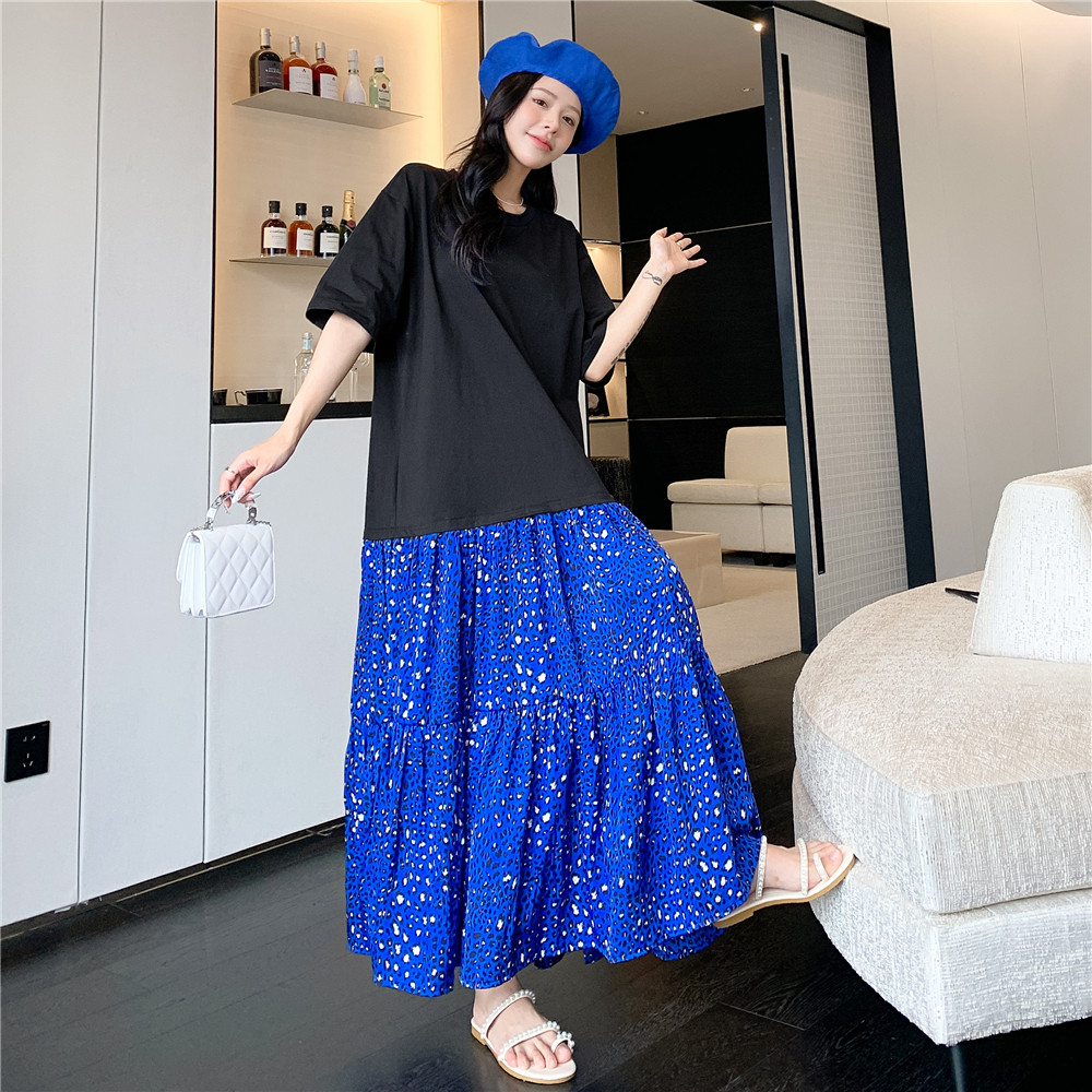 欧货大版胖MM宽松遮肚子垂坠感连衣裙2026夏季新款雪纺长裙200斤