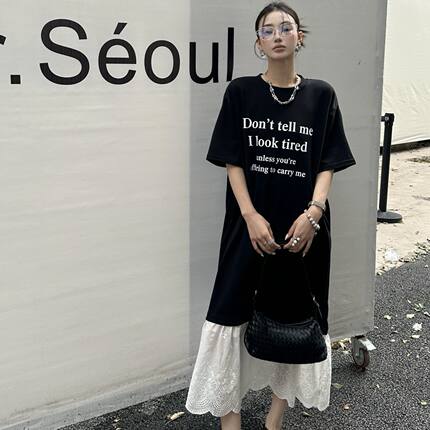 高个子绝美连衣裙减龄2026超火长裙纯棉短袖夏季大码女装2026新款