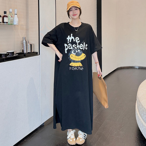 高个子女夏季170法式超长裙及踝t恤裙175宽松大码显瘦小众连衣裙