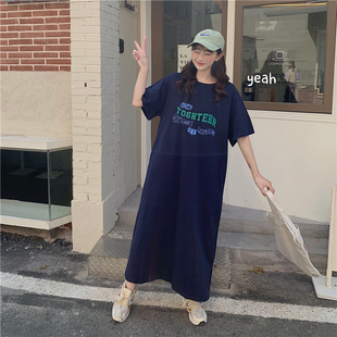 2025早春新款 小個(gè)子大碼 慵懶風(fēng)百搭顯瘦胖mm寬松直筒T恤連衣裙夏