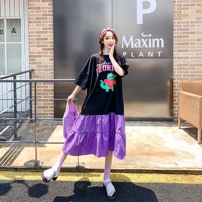 加大码胖mm连衣裙巨显瘦宽松遮肚子裙子夏天短袖洋气2025年新款夏