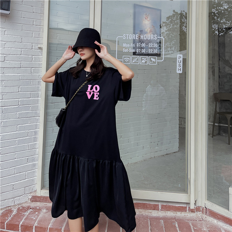 加大码胖mm连衣裙巨显瘦宽松遮肚子裙子夏天短袖洋气2026年新款夏