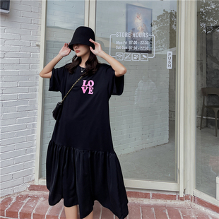 加大码胖mm连衣裙巨显瘦宽松遮肚子裙子夏天短袖洋气2025年新款夏