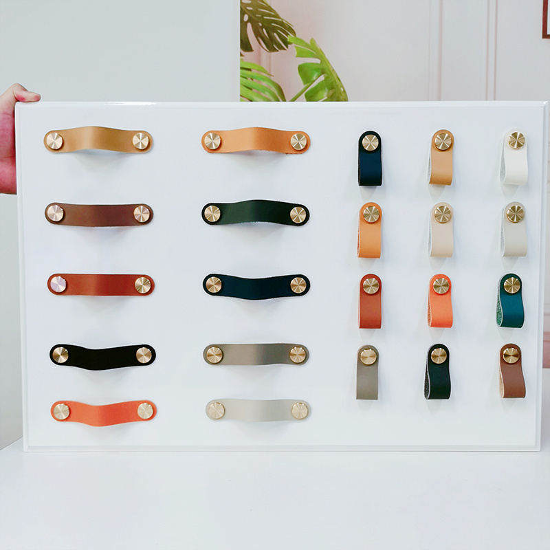 14色皮拉手北欧抽屉家具柜门橱柜门皮质皮革柜子衣柜防撞把手拉手