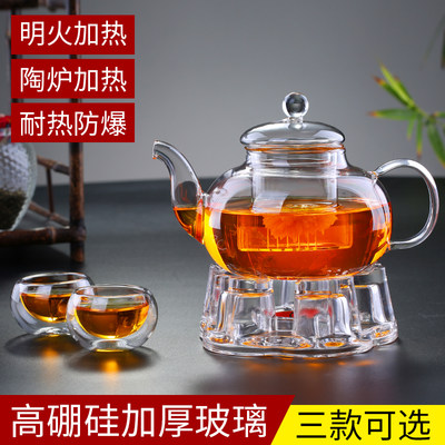 加厚耐热功夫茶具高硼硅花茶壶