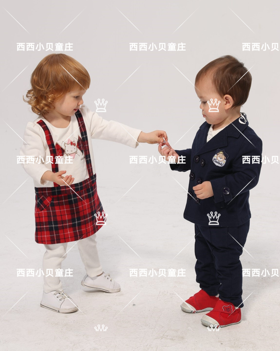 女童卫衣春秋长袖假两件格子裙