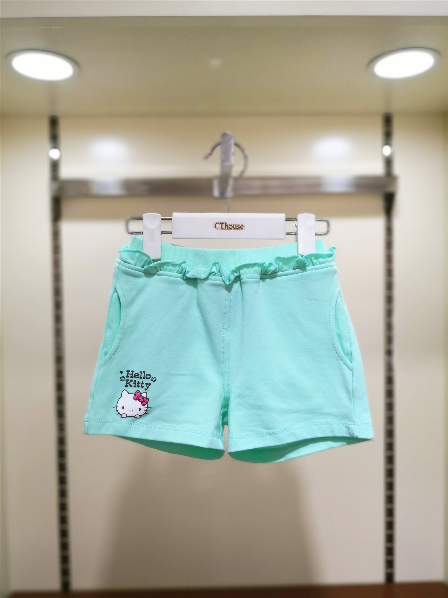 女童纯棉花边透气宽松休闲裤