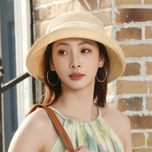 诗丹凯萨帽子女2026新款夏天草帽女出游法式赫本风草编遮阳帽防晒
