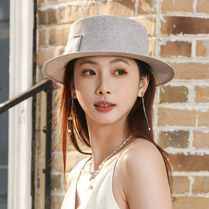 2026新款帽子女夏季平顶草帽女韩版日系潮遮阳帽女出游逛街小礼帽