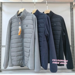 桔也8801男士前后绵羊毛云感气绒衣拉链拼接立领保暖开衫外套上衣