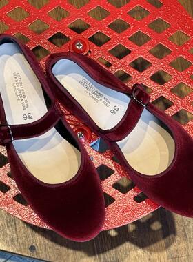 HOME WORK手工复古丝绒皮底玛丽珍女鞋