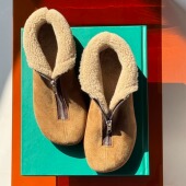 HOME WORK原创设计手工拉链两穿通体羊羔毛雪地靴焦棕色