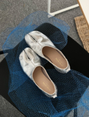 HOME WORK原创设计师手工分趾忍者tabi牛皮低跟套脚女单鞋 银裂纹