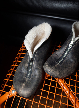 HOME WORK原创设计手工拉链两穿通体羊羔毛雪地靴