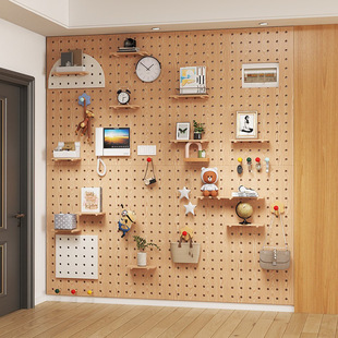 实木洞洞板入户墙置物架定作玄关置物架可定制展示架装饰墙收纳架