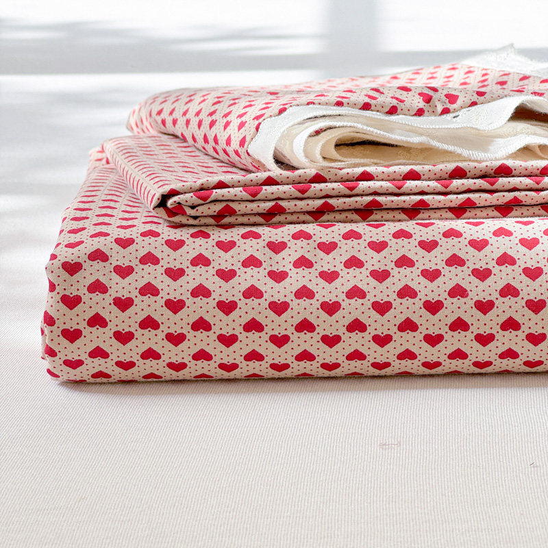 法式红爱心加厚床单单件全棉1.5m双人1.8米纯棉单子被单三1.2单人