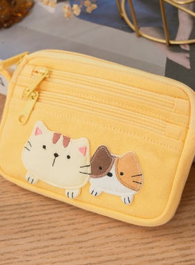 可爱啵啵猫咪 LB25-014 清新绿色小零钱包多口袋萌趣随身收纳好物