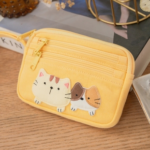 清新绿色小零钱包多口袋萌趣随身收纳好物 014 可爱啵啵猫咪 LB25