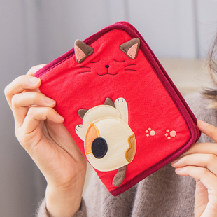 台湾啵啵猫 620136 可爱猫咪护照包证件套纯棉布卡片收纳包越南产