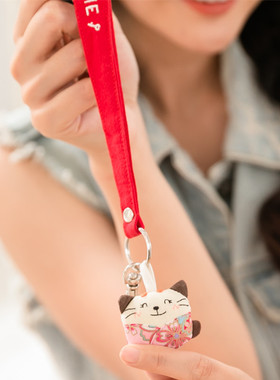 台湾啵啵猫 可爱和风猫咪手勾带钥匙链公仔钥匙扣挂件 620077