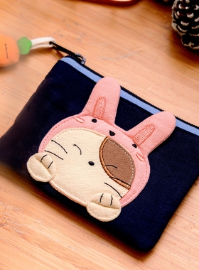 台湾啵啵猫 620215 可爱猫咪门禁卡公交卡饭卡纯棉布艺零钱卡片套
