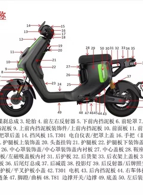 小牛电动MQIL/M3幻影黑外壳烤漆件塑料件pp件脚踏板前挡泥塑料板